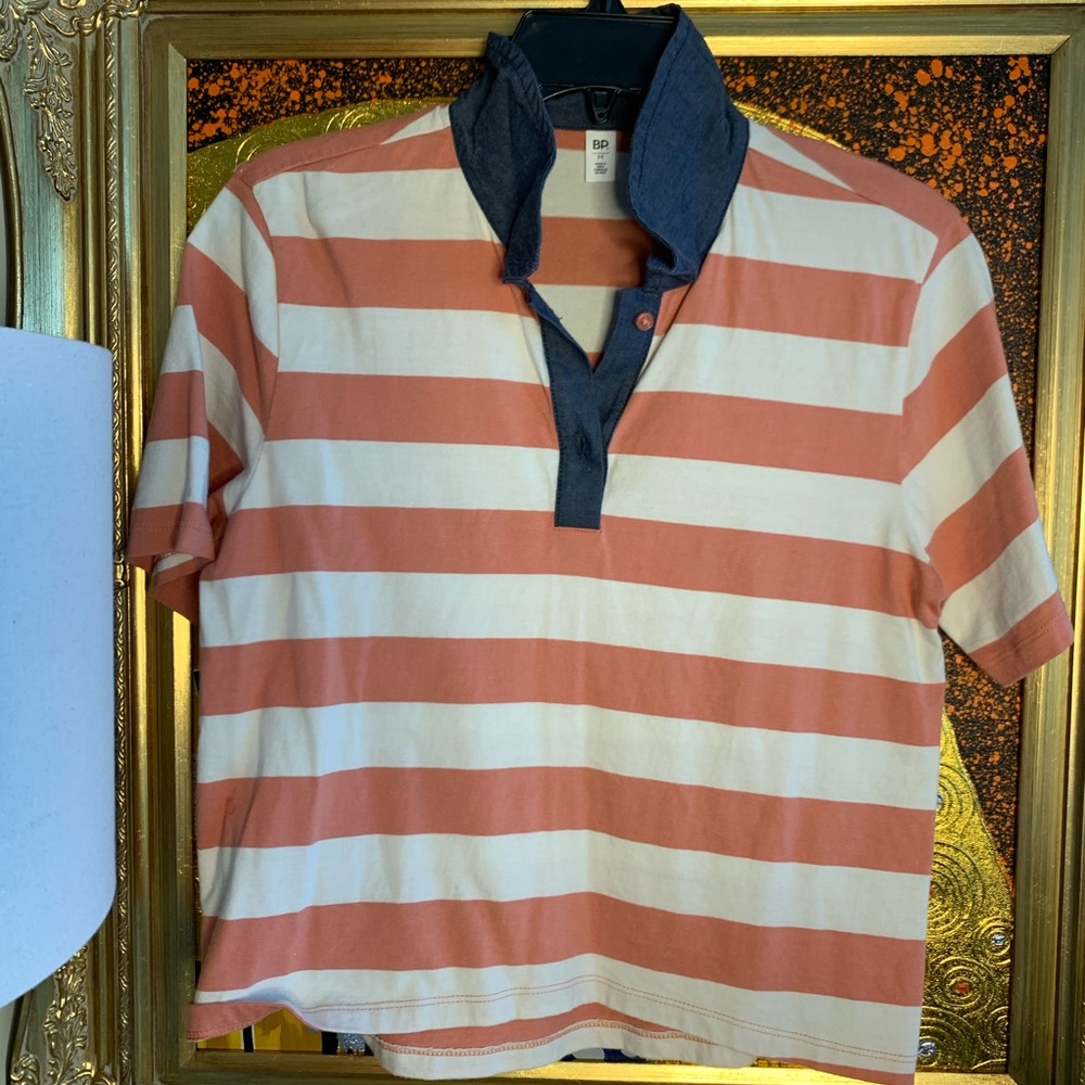 Rugby style polo shortsleeve striped shirt